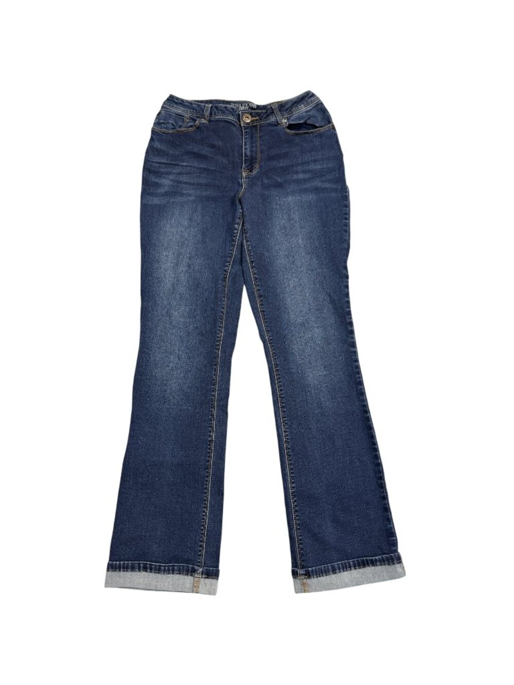 Maurices Curvy Jeans Womens Size 5/6 Reg Blue Denim Rolled Cuffs Mid Rise